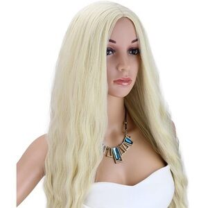 24 inches Platinum Blonde Curly Wig